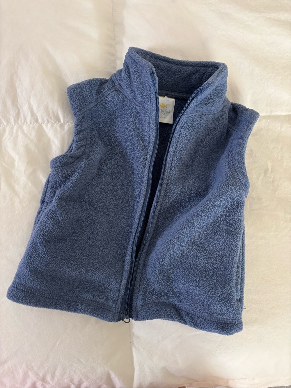 Stitchy Fish Cozy Blue Fleece Vest - Lightweight Layering